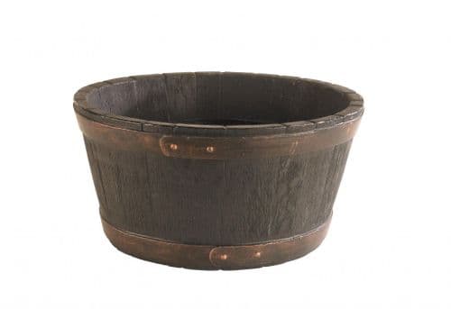 Strata Round Oak Effect Barrel Planter - 49cm