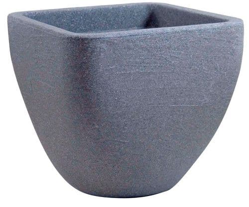 Strata Square Top Round Base Planter - 33x30cm Granite