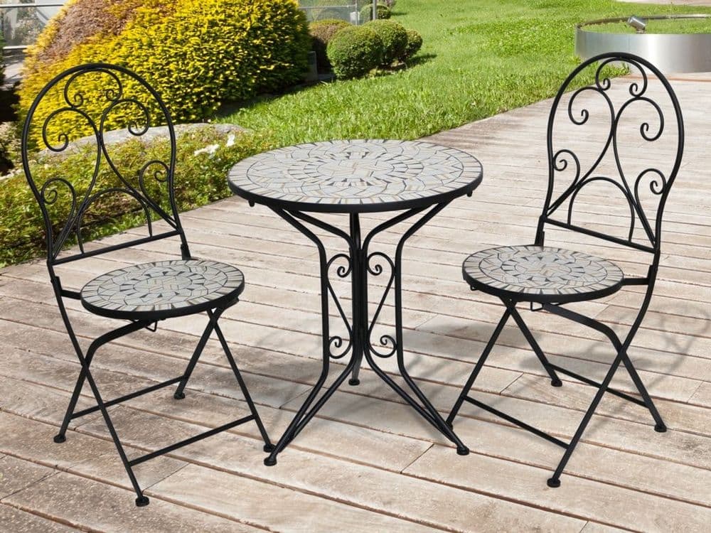 Garden Ceramic Bistro Set Light Grey