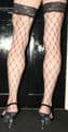 2 Pairs Black Fence Net with Fishnet Toe Medium size Lace top Holdup (Whale Net)