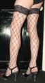 2 Pairs Black Fence Net with Fishnet Toe Medium size Lace top Holdup (Whale Net)