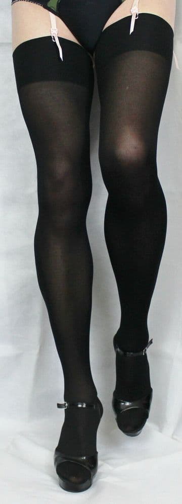 2 Pairs Black Soft Smooth 70denier Large Opaque Plain top Stocking High Quality