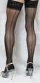 2pairs Black Large 15 Denier Luxury Lace Top French Heel Seamed Satin HoldUp