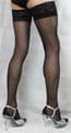2pairs Black Large 15 Denier Luxury Lace Top French Heel Seamed Satin HoldUp