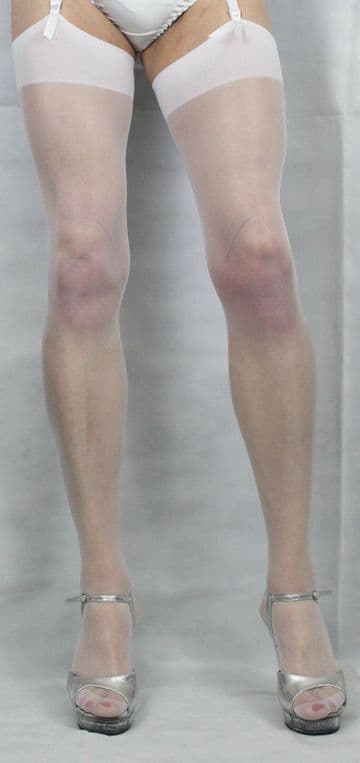 5 Pairs Beautiful White Sheer Medium Size 15 Denier Stockings