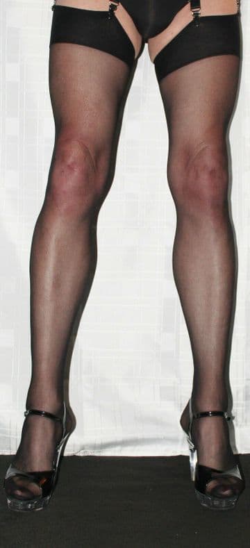 5 pairs Black Sheer 15 Denier Stockings Large