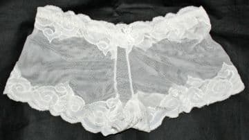 Beautiful Ivory See through Soft Mesh Boy Shorts With Stunning Lace Trim