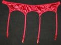Beautiful RED Satin 4 strap Suspender/Garter belt UK Size 10-14  24-30
