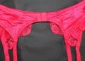 Beautiful Red Satin/Lace 4 strap Suspender/Garter belt Waist Sizes 24