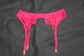 Beautiful Red Satin/Lace 4 strap Suspender/Garter belt Waist Sizes 24
