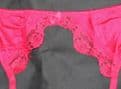 Beautiful Red Satin/Lace 4 strap Suspender/Garter belt Waist Sizes 24