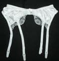 Beautiful White Satin/Lace 4 strap Suspender/Garter belt Waist Sizes 26