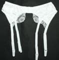 Beautiful White Satin/Lace 4 strap Suspender/Garter belt Waist Sizes 26