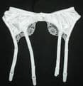 Beautiful White Satin/Lace 4 strap Suspender/Garter belt Waist Sizes 26