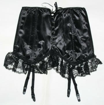 Black Heavy Satin Under Bust Waspie/Waist Clincher(Suspender Belt) S, M, L & XL Sizes
