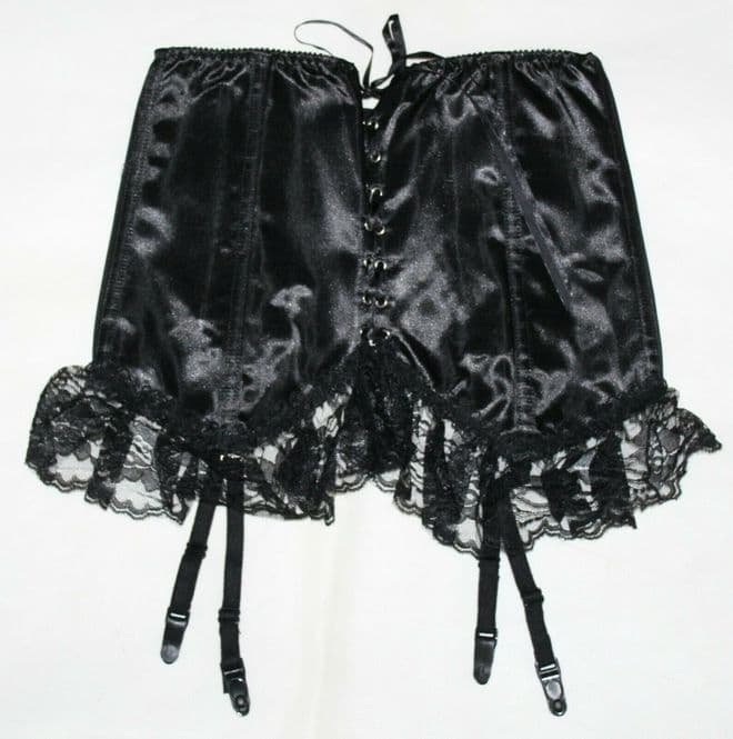 Black Heavy Satin Under Bust Waspie/Waist Clincher(Suspender Belt) S, M, L & XL Sizes