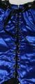 BLUE HEAVY SATIN BASQUE/CORSET & THONG LINGERIE SET WITH BLACK LACE TRIM