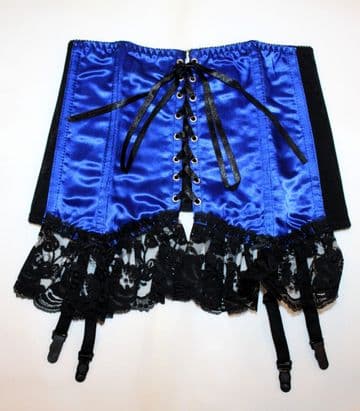 Blue Heavy Satin Under Bust Waspie/Waist Clincher(Suspender Belt) S M & L Sizes