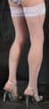 Extra Long WHITE 15 Denier Lace Top Satin Sheen Hold Up Stockings High Quality