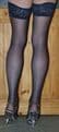 Navy Blue 15 Denier Large Size Luxury Lace Top Hold Ups Satin Sheen High Quality