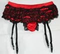 Red/Black Ruffle(Frilly) Boy Short Knickers With Detachable Suspenders One Size