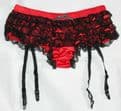 Red/Black Ruffle(Frilly) Boy Short Knickers With Detachable Suspenders One Size