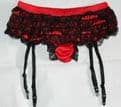 Red/Black Ruffle(Frilly) Boy Short Knickers With Detachable Suspenders One Size
