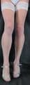WHITE 15 Denier Medium Size Lace Top Satin Sheen Hold Up Stockings High Quality