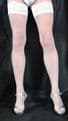WHITE 15 Denier Medium Size Lace Top Satin Sheen Hold Up Stockings High Quality