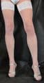 WHITE 15 Denier Medium Size Lace Top Satin Sheen Hold Up Stockings High Quality