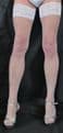 WHITE 15 Denier Medium Size Lace Top Satin Sheen Hold Up Stockings High Quality