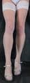 WHITE 15 Denier Medium Size Lace Top Satin Sheen Hold Up Stockings High Quality