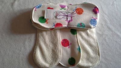 Bamboo Fleece Topped Boosters/Liners pk5  Ladybird!