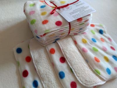 Bamboo & Fleece Wipes Pack 10 Beautiful White Spot Design