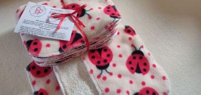 Bamboo & Fleece Wipes Pack 10 or 20 Ladybird Print