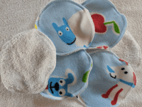 Clr47 White Bamboo & blue print Fleece cleansing Pads PK56