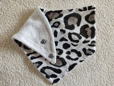 White Grey Black Leopard Print Bib
