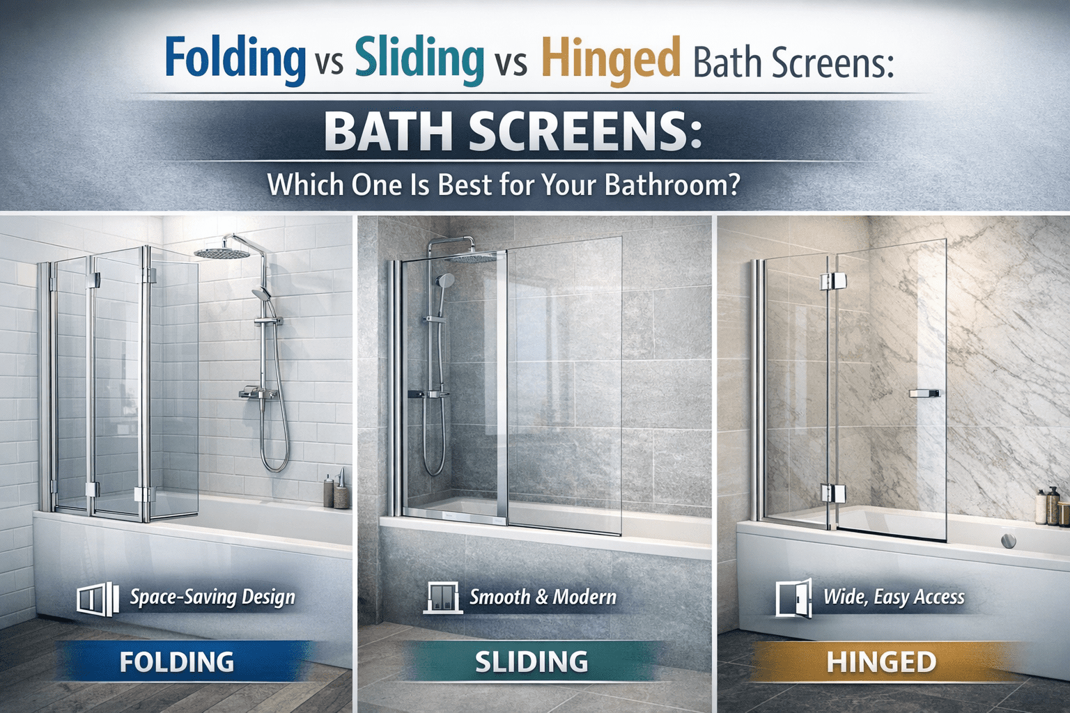 Folding vs Sliding vs Hinged Bath Screens: Which One Is Best for Your Bathroom?