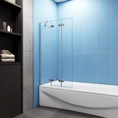 3-Fold 1000 x 1400mm Folding Shower Glass Bath Screen