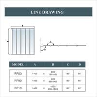 4-Fold 900 x 1400mm Folding Shower Glass Bath Screen