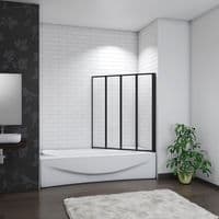4-Fold  Black 900 x 1400mm Folding Shower Glass Bath Screen