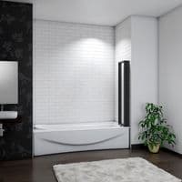 4-Fold  Black 900 x 1400mm Folding Shower Glass Bath Screen