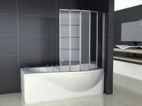 5-Fold 1200 x 1400mm Folding Shower Glass Bath Screen