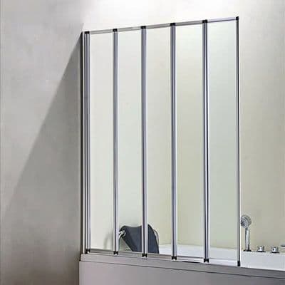 5-Fold 1200 x 1400mm Folding Shower Glass Bath Screen