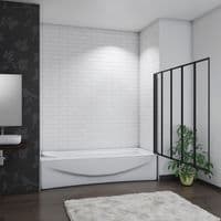 5-Fold  Black 1200 x 1400mm Folding Shower Glass Bath Screen