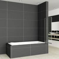 700x1400mm Folding Bath Screen  Chrome Frame, Safety Glass & 5 Year Guarantee

