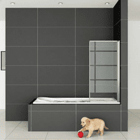 700x1400mm Folding Bath Screen  Chrome Frame, Safety Glass & 5 Year Guarantee

