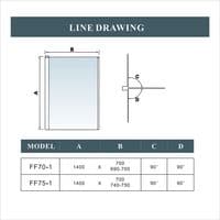 700x1400mm Folding Bath Screen  Chrome Frame, Safety Glass & 5 Year Guarantee
