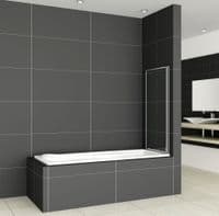 700x1400mm Folding Bath Screen  Chrome Frame, Safety Glass & 5 Year Guarantee
