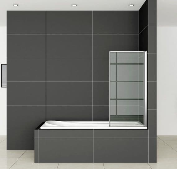 700x1400mm Folding Bath Screen  Chrome Frame, Safety Glass & 5 Year Guarantee
